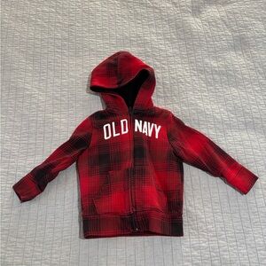 Old Navy Kids Hoodie in Red and Black Plaid